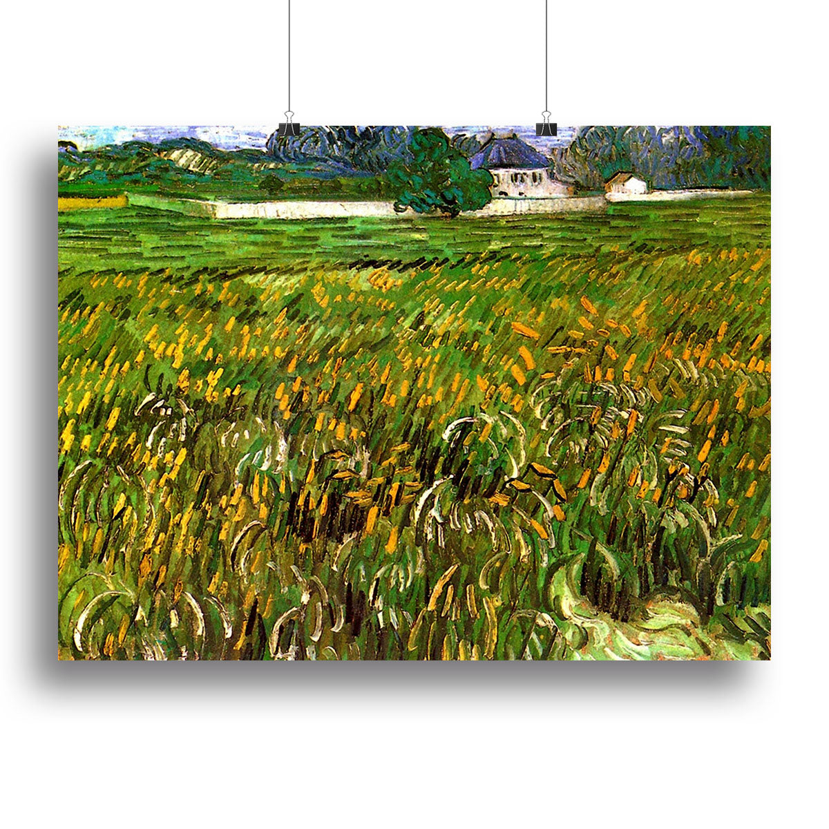 Wheat Field at Auvers with White House by Van Gogh Poster - Unframed