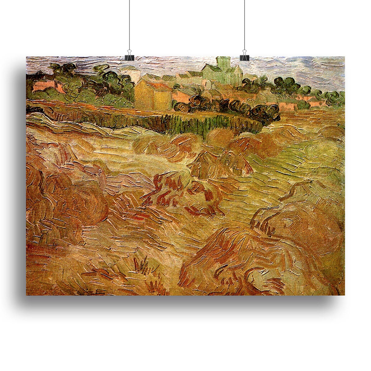 Wheat Fields with Auvers in the Background by Van Gogh Poster - Unframed