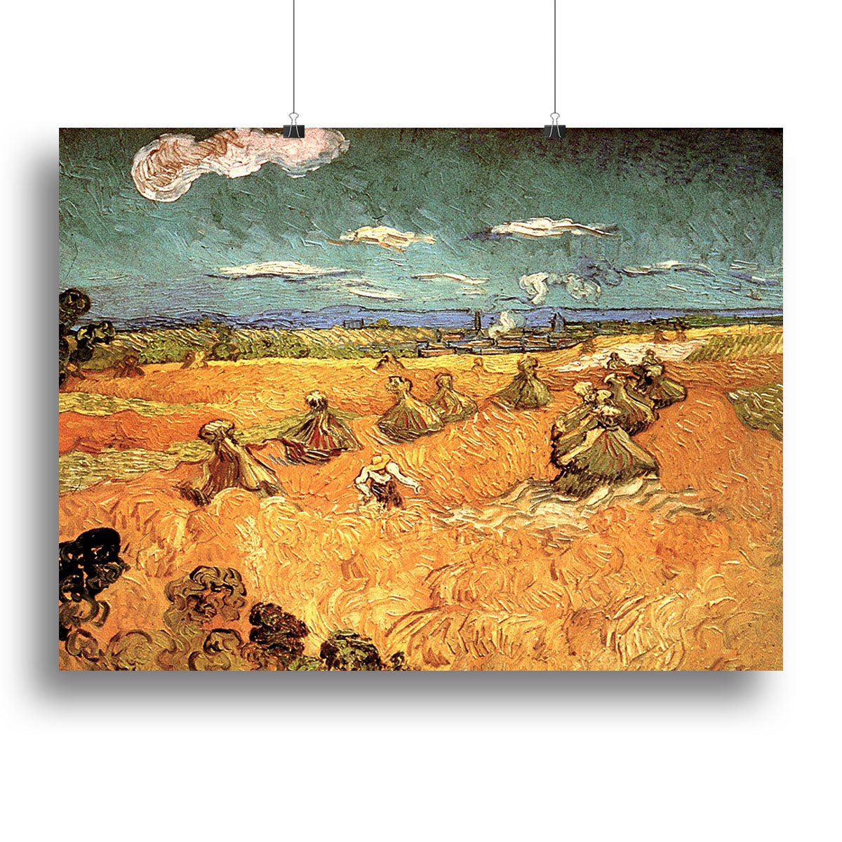 Wheat Stacks with Reaper by Van Gogh Poster - Unframed