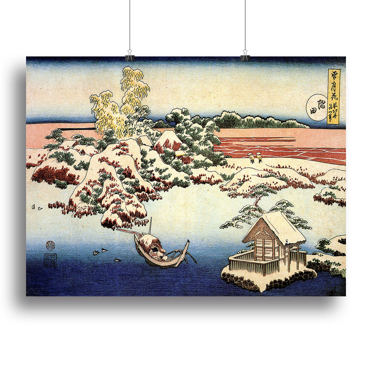 Winter landscape of Suda by Hokusai Poster - Unframed