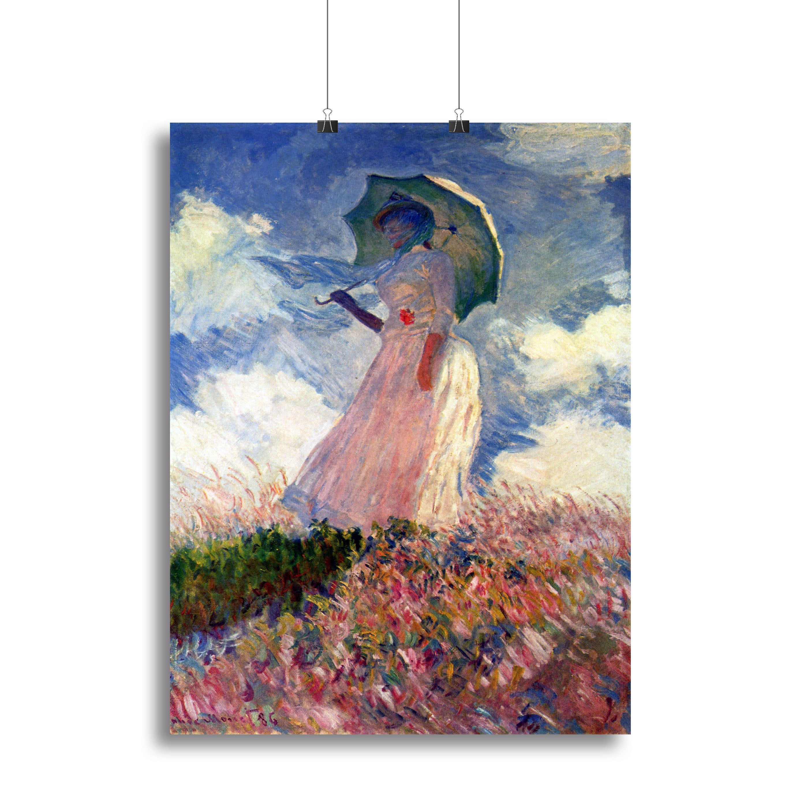 Woman with Parasol study by Monet Poster - Unframed