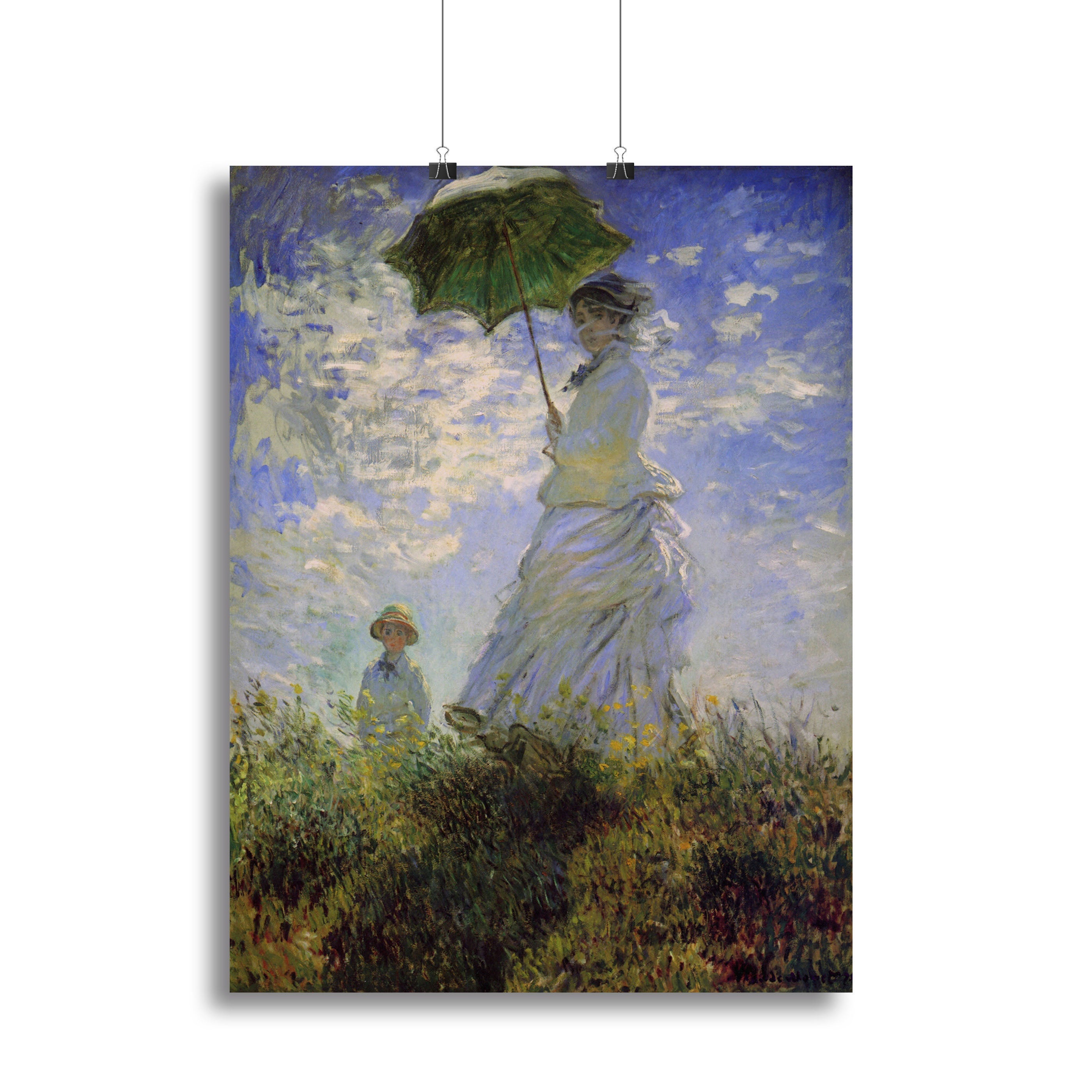 Woman with a parasol by Monet Poster - Unframed