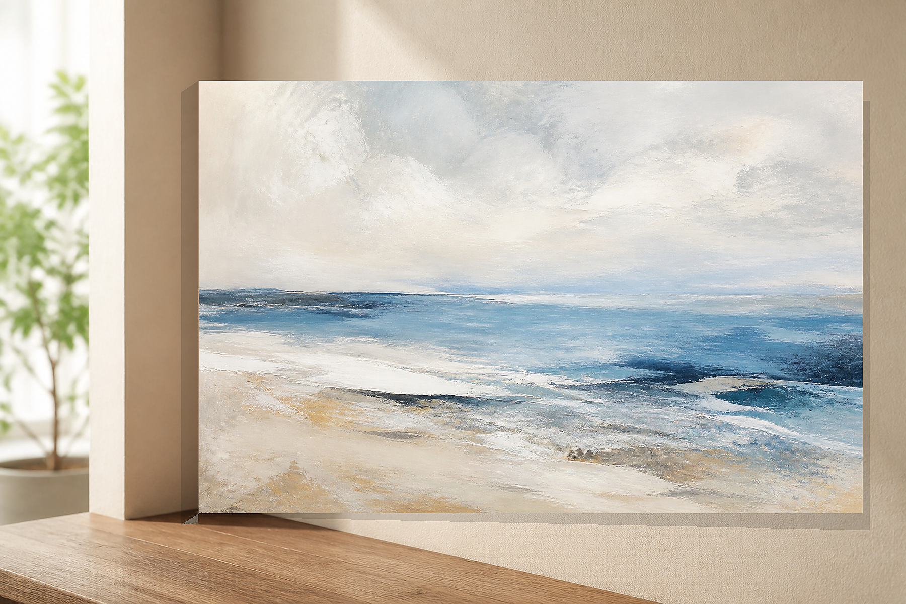 Abstract Coastal Horizon Blue Sand Canvas Print