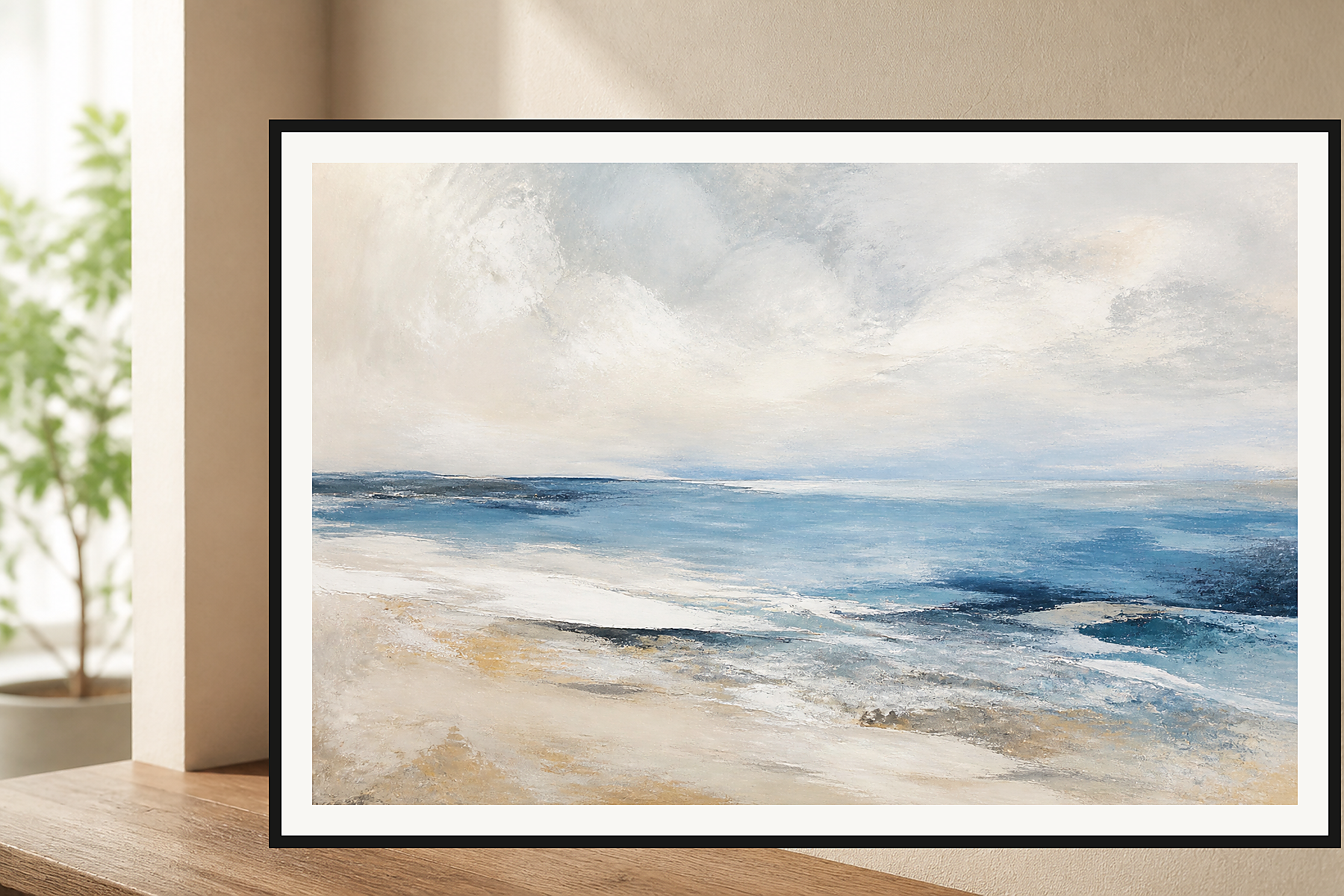 Abstract Coastal Horizon Blue Sand Framed Print or Poster