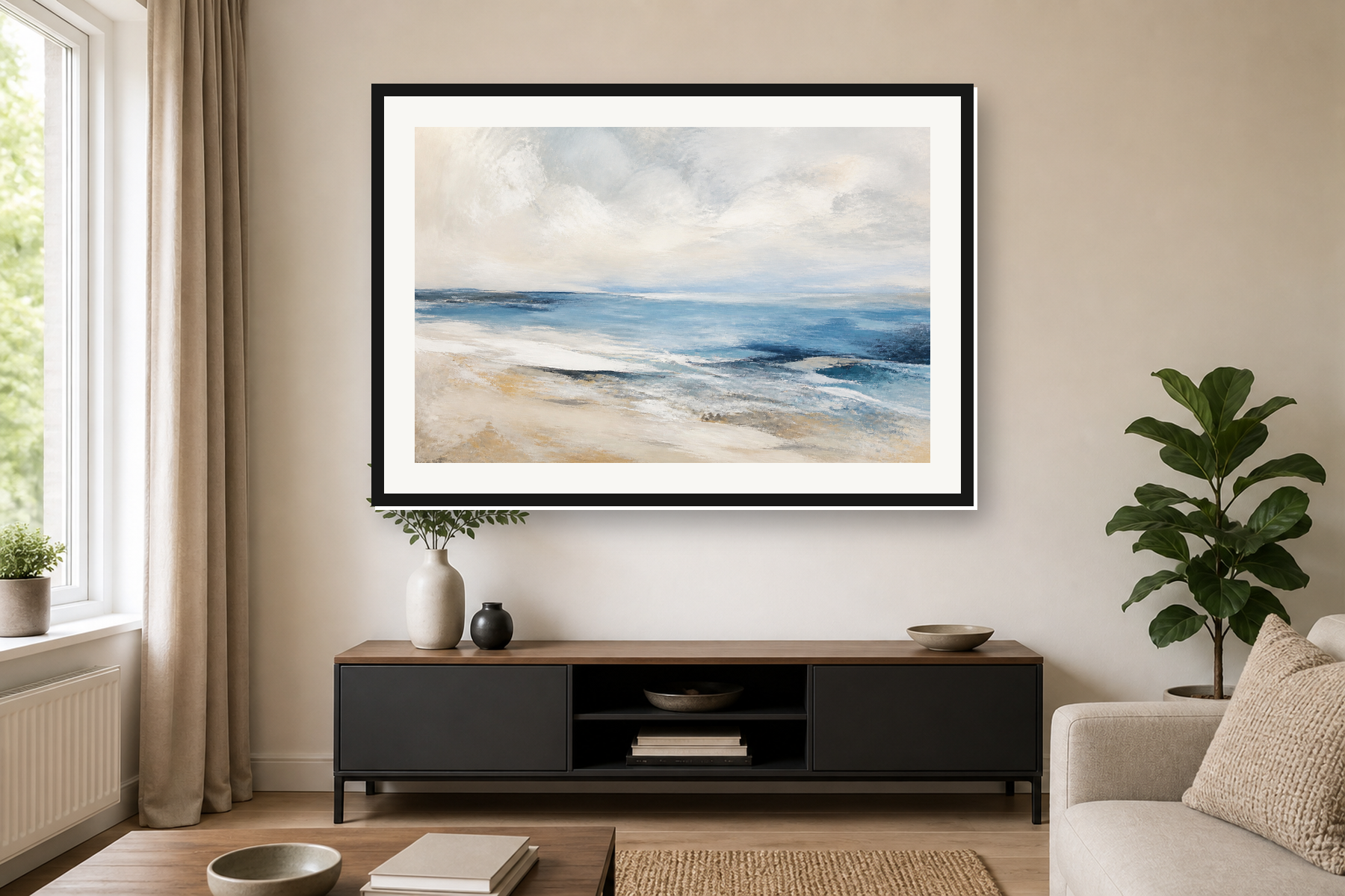 Abstract Coastal Horizon Blue Sand Framed Print or Poster