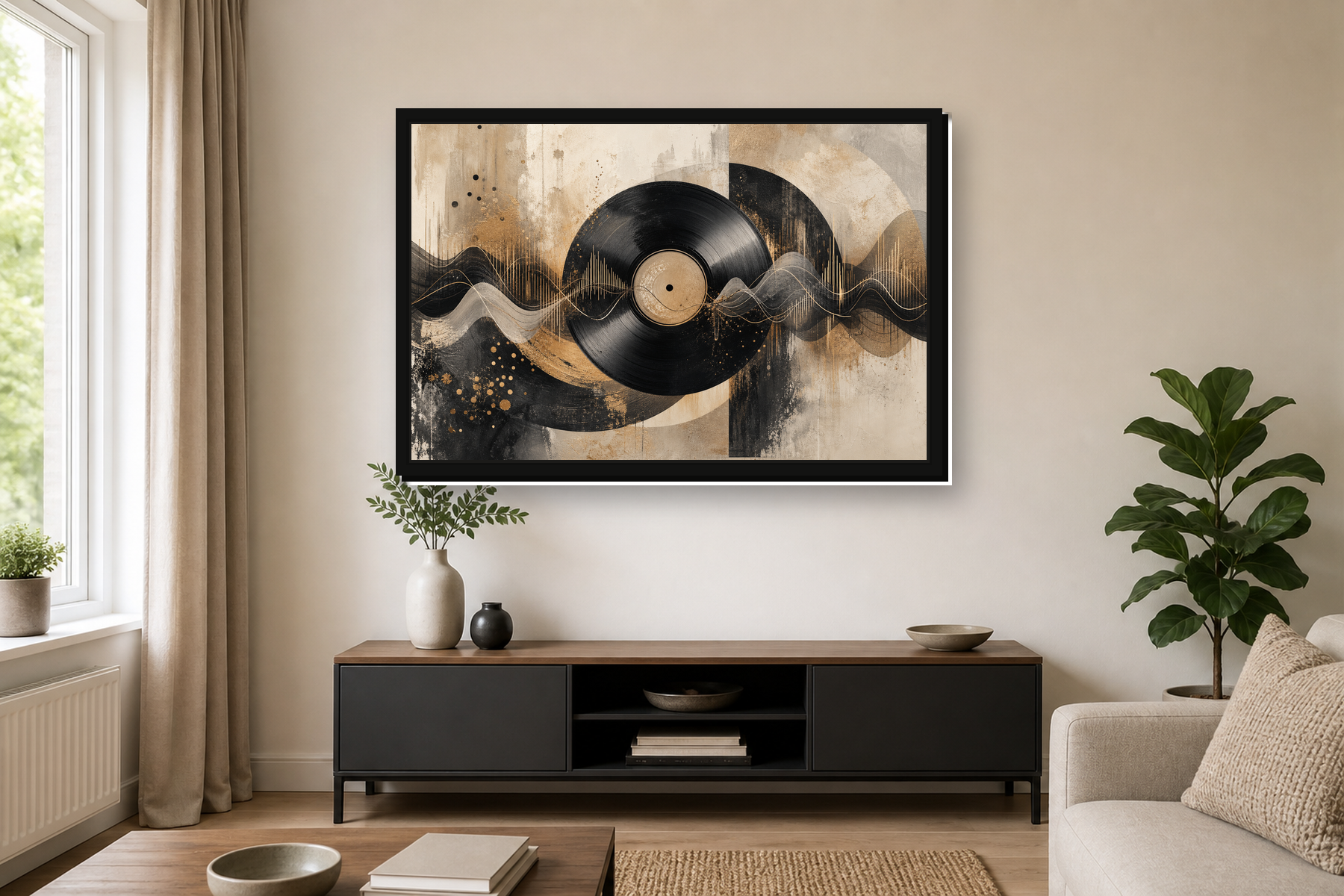 Abstract Vinyl Soundwave Floating Framed Canvas