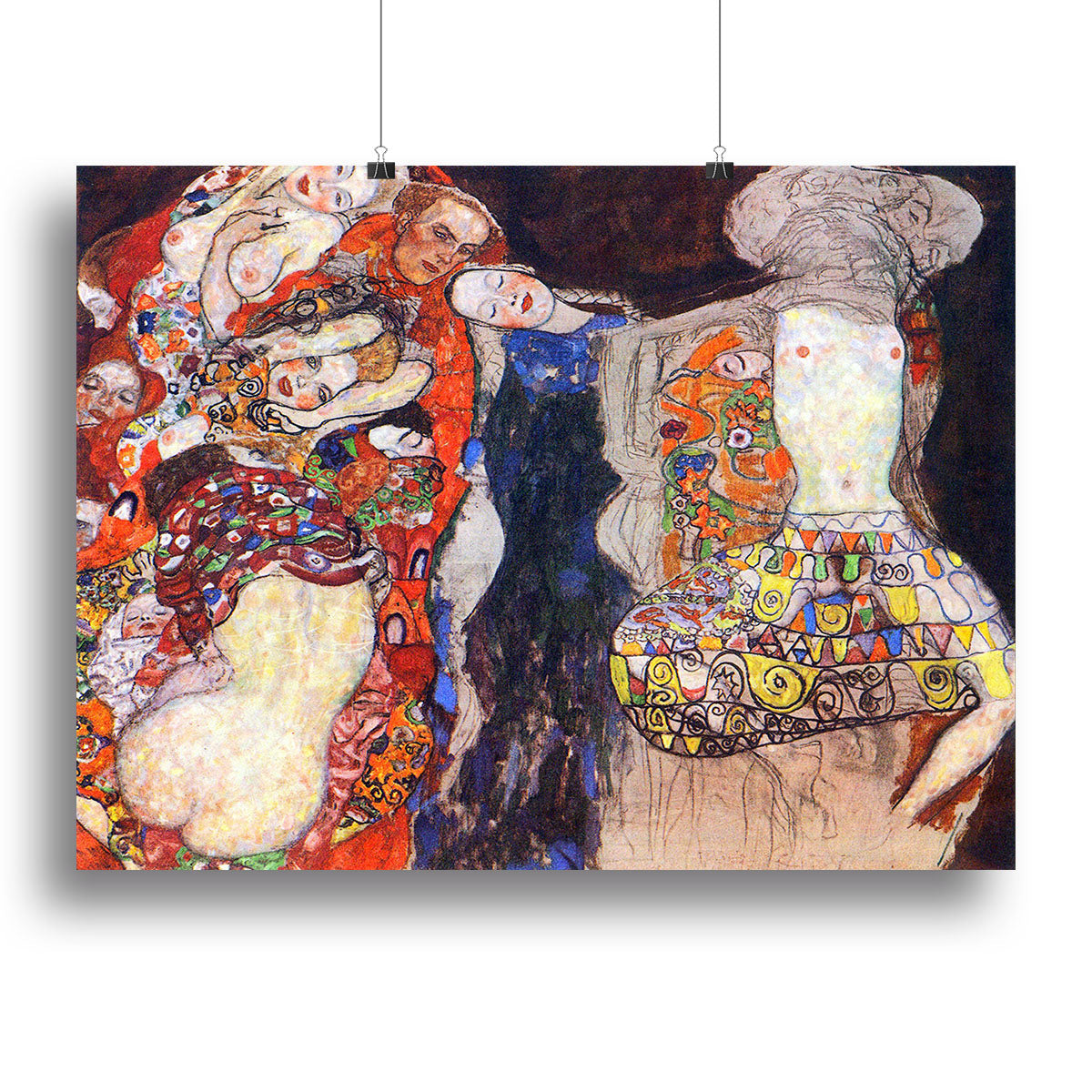 adorn the bride with veil and wreath by Klimt Poster - Unframed