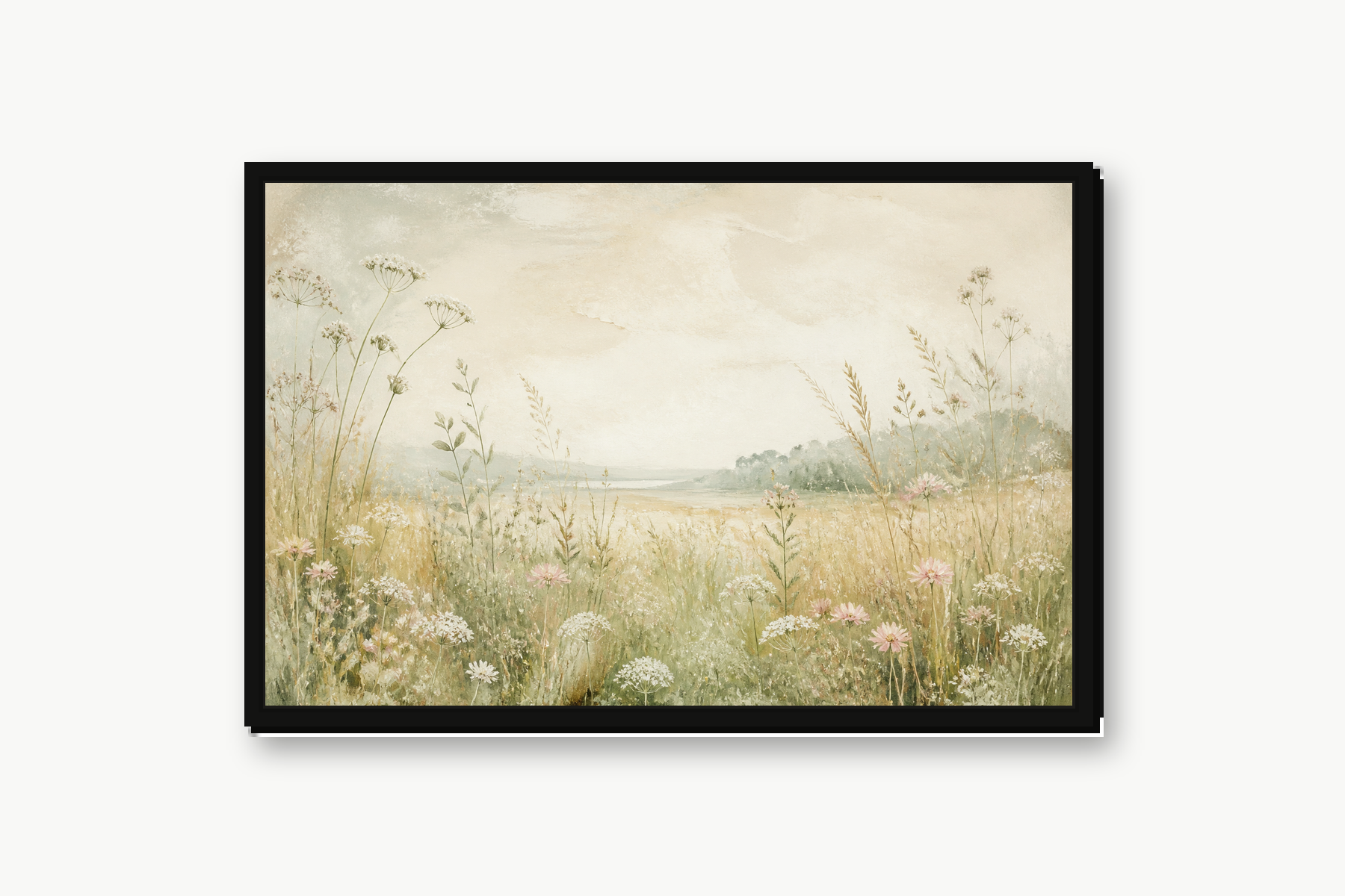Japandi Wildflower Meadow Floating Framed Canvas