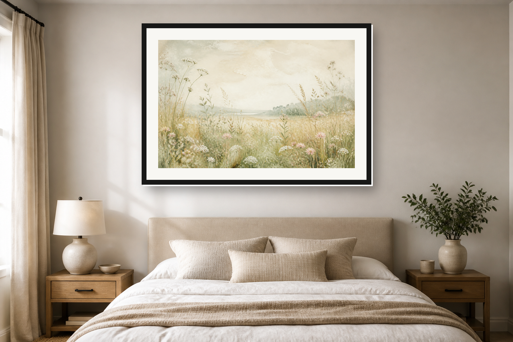 Japandi Wildflower Meadow Framed Print or Poster