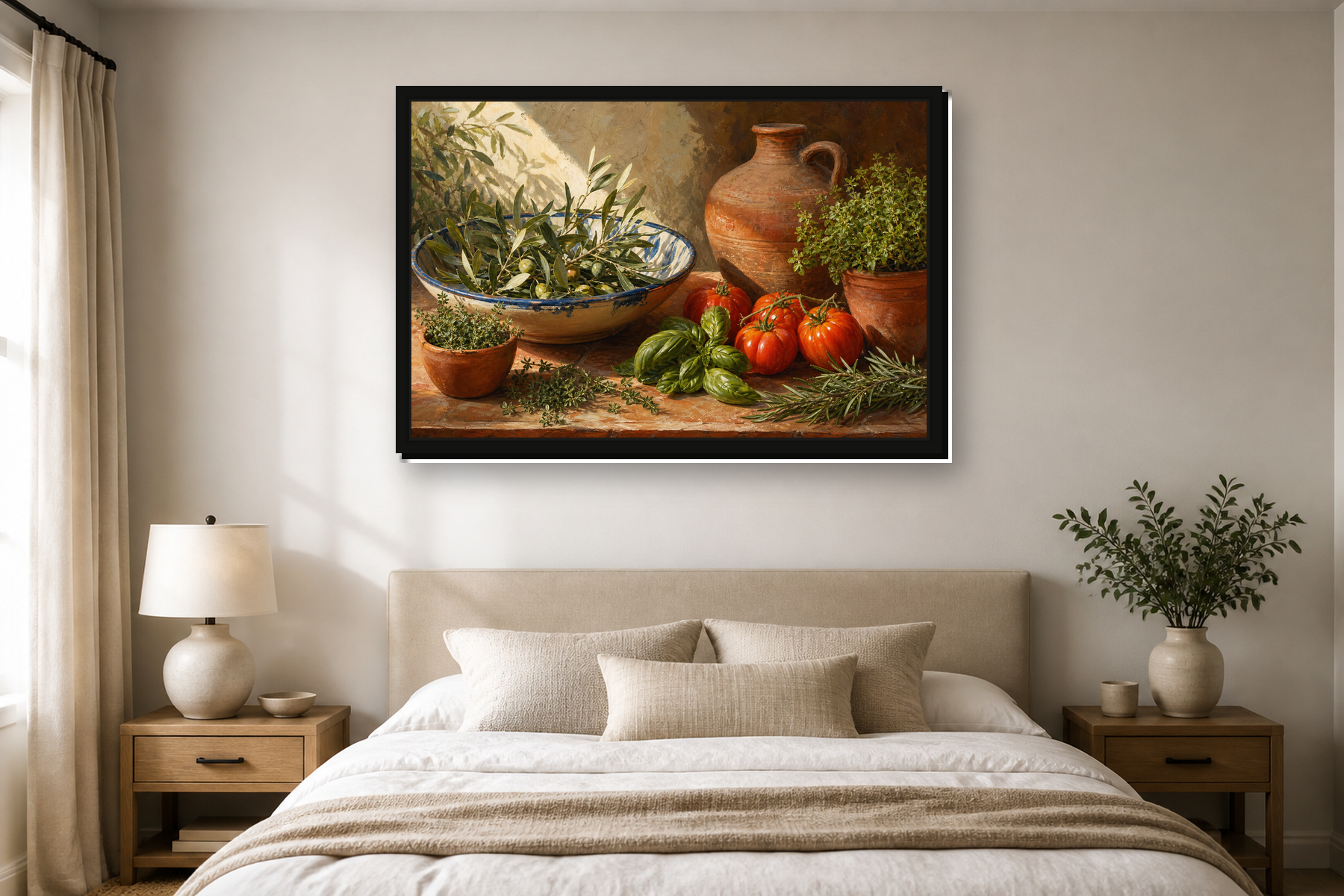 Mediterranean Kitchen Still Life Floating Framed Canvas