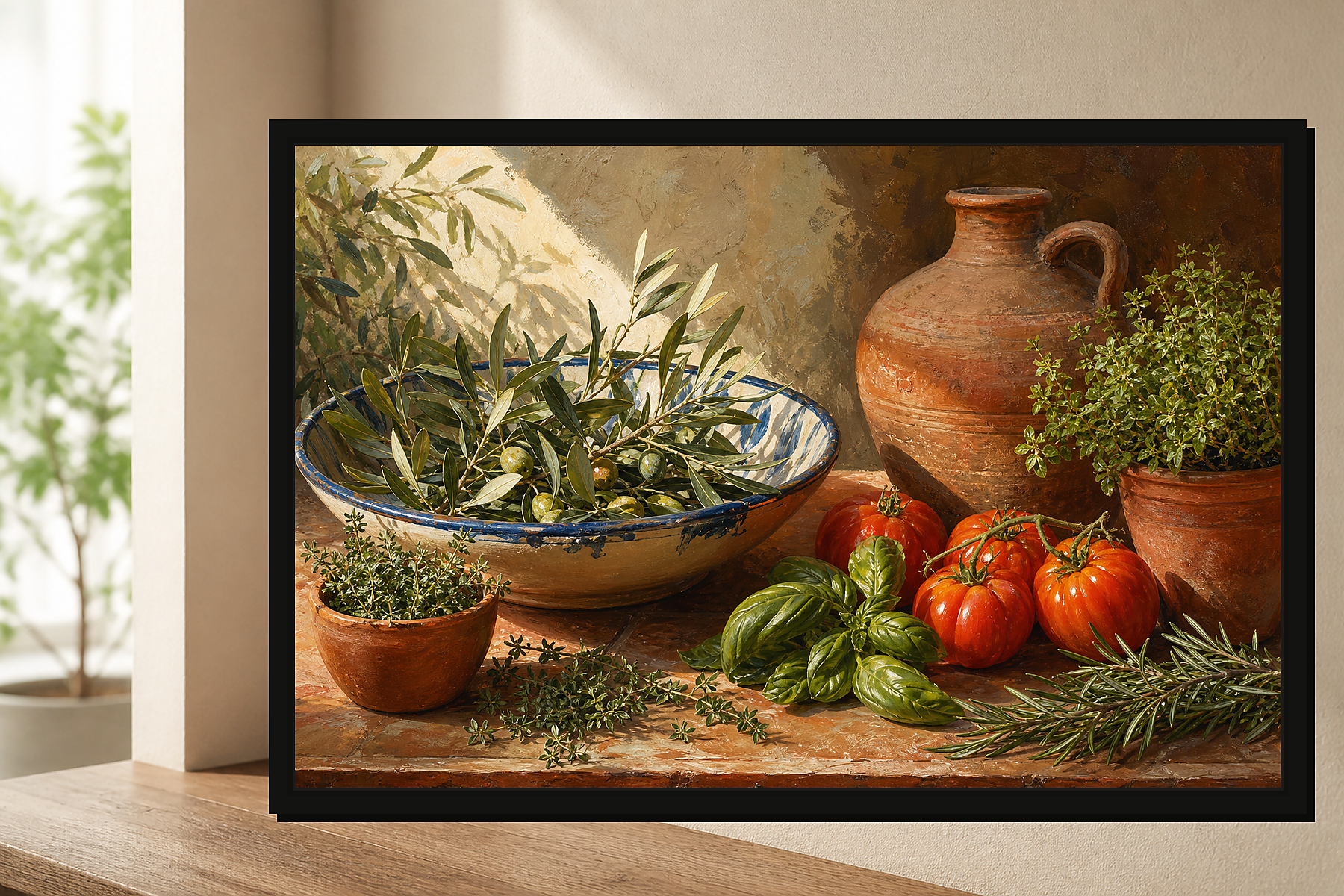 Mediterranean Kitchen Still Life Floating Framed Canvas