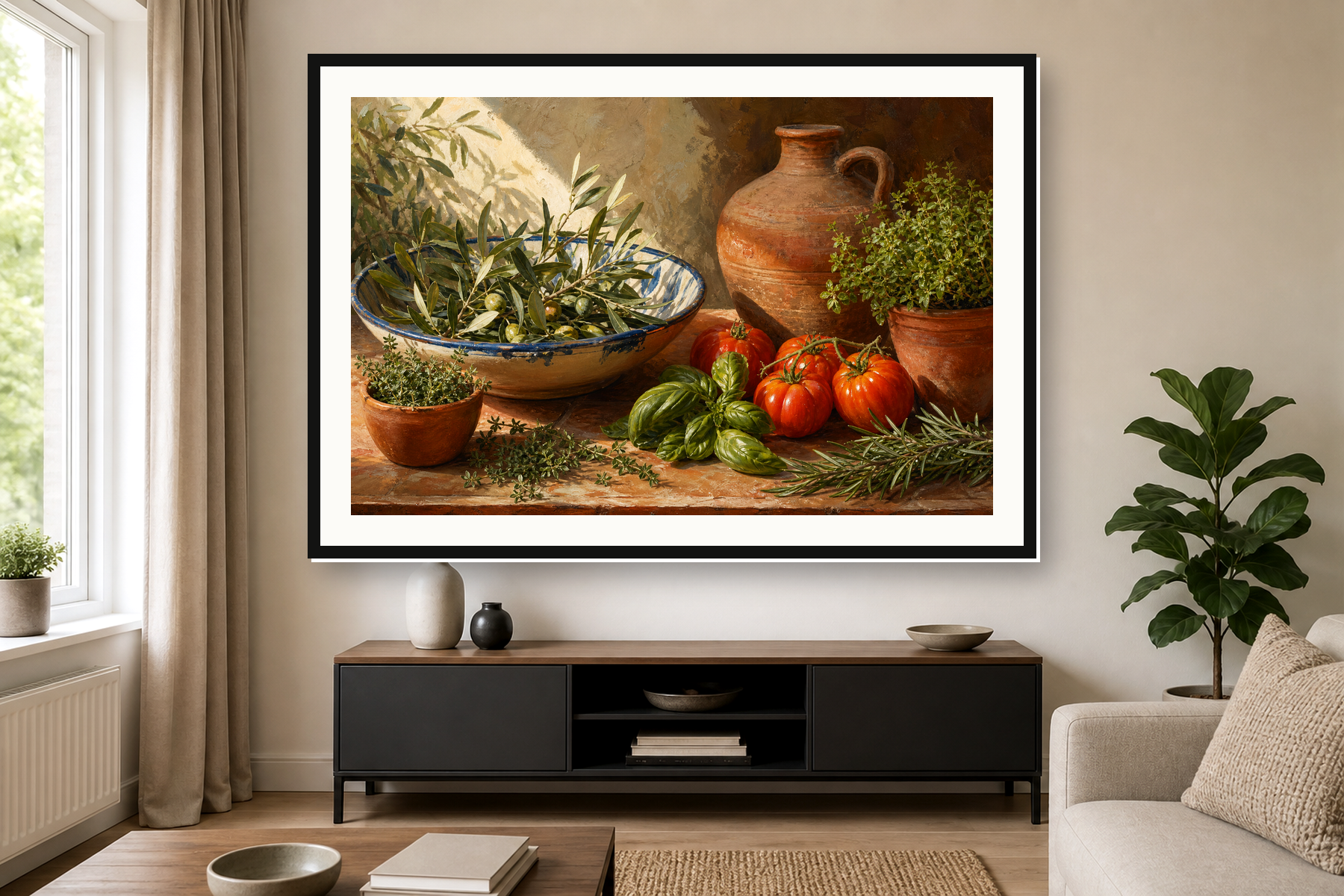 Mediterranean Kitchen Still Life Framed Print or Poster