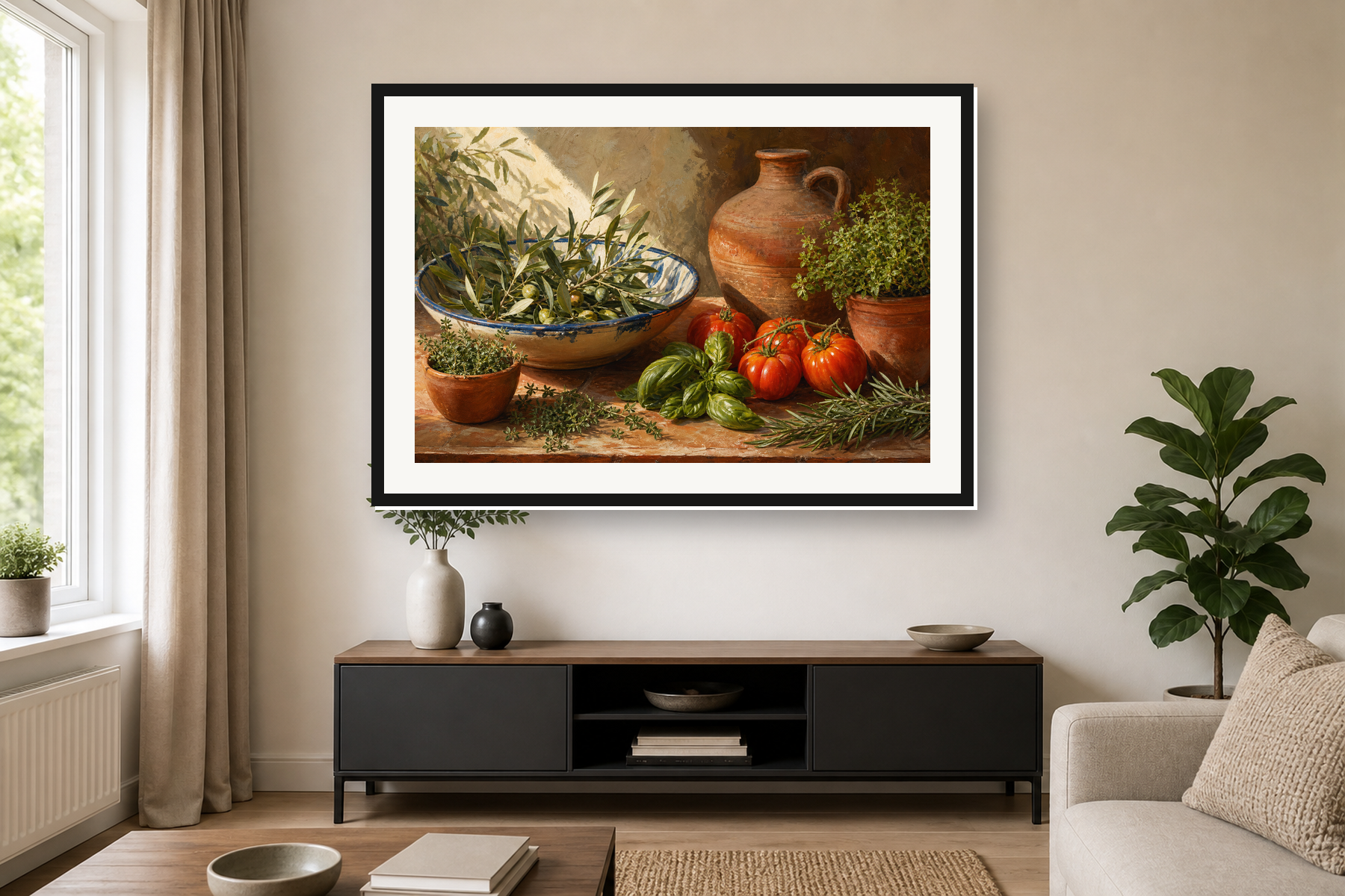 Mediterranean Kitchen Still Life Framed Print or Poster