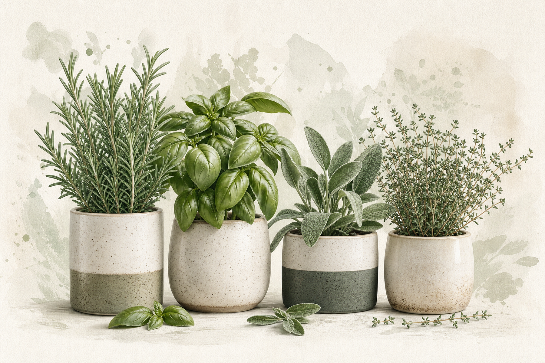 Sage Green Kitchen Herb Garden Canvas Print