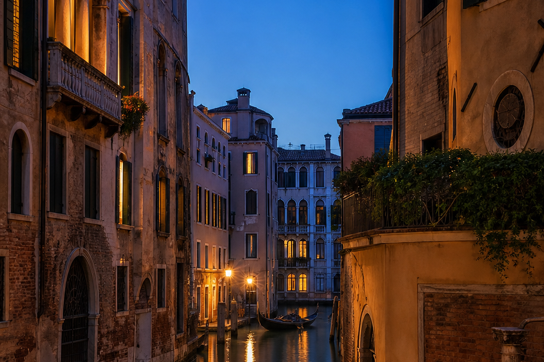Venice Canal at Blue Hour Canvas Print