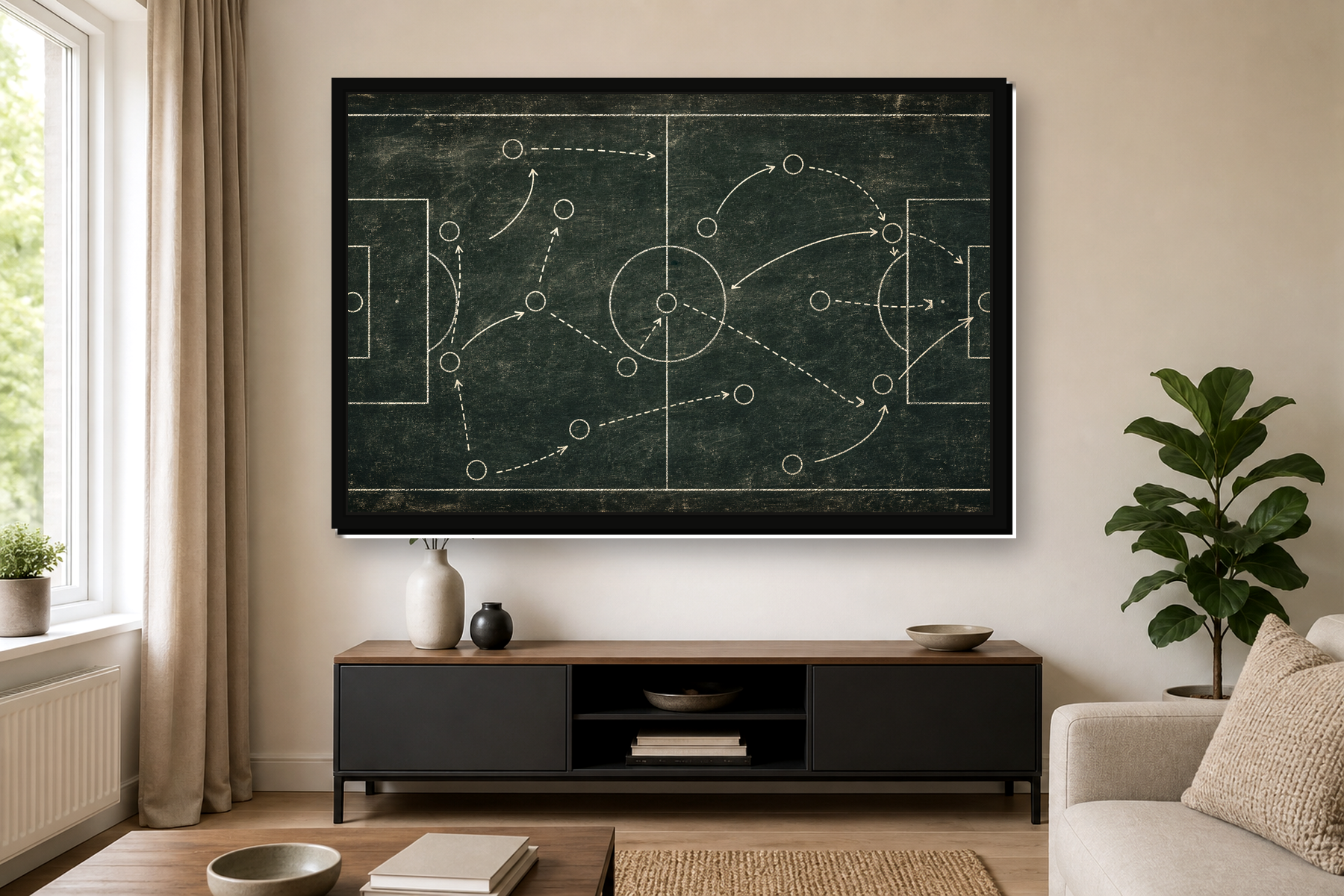 Vintage Football Tactics Board Floating Framed Canvas