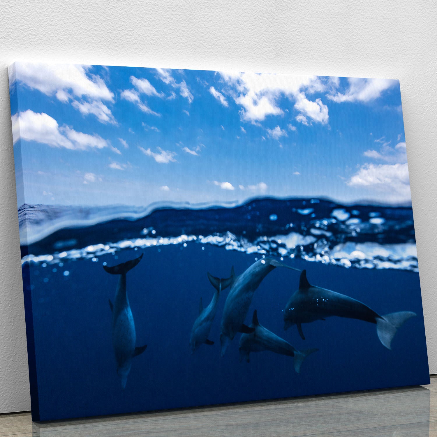 Between Air And Water With The Dolphins Canvas Print or Poster - Canvas Art Rocks - 1