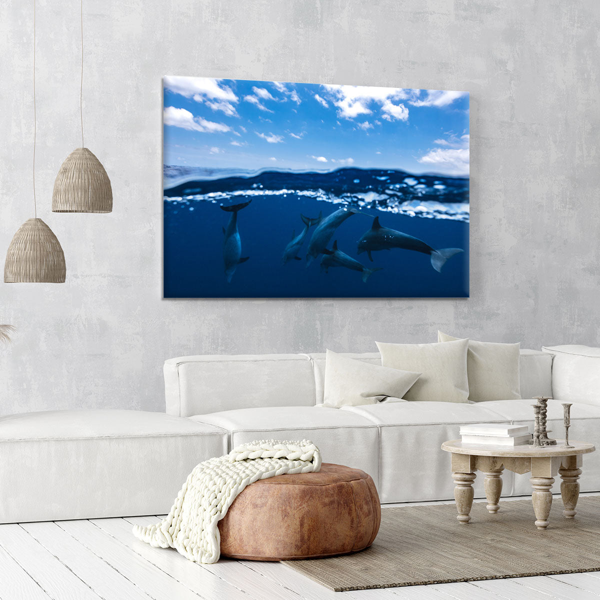 Between Air And Water With The Dolphins Canvas Print or Poster - Canvas Art Rocks - 6