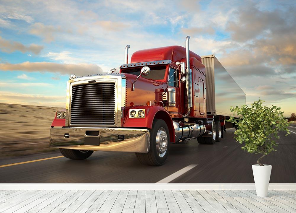 18 Wheel Red Truck Wall Mural Wallpaper - Canvas Art Rocks - 4