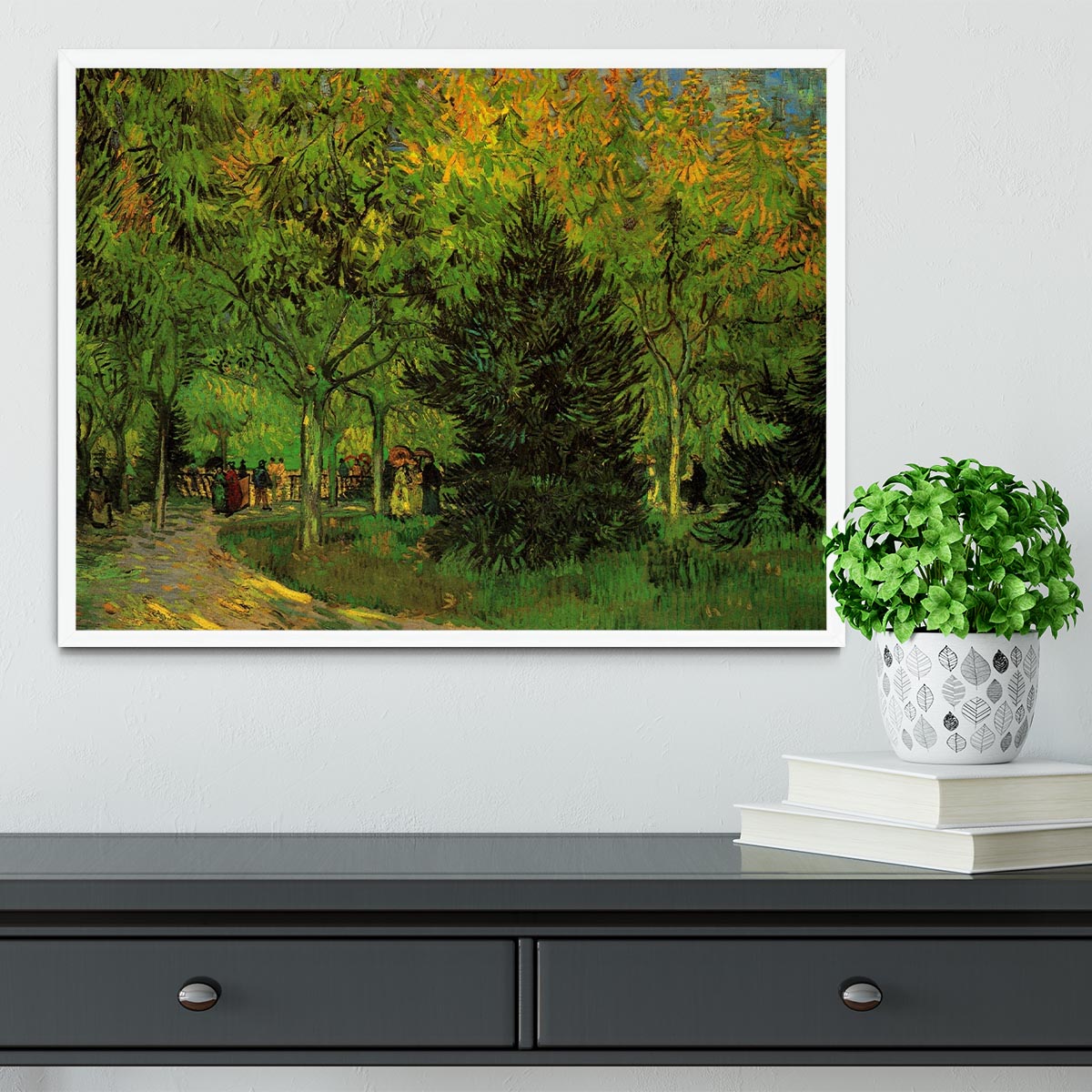 A Lane in the Public Garden at Arles by Van Gogh Framed Print - Canvas Art Rocks -6