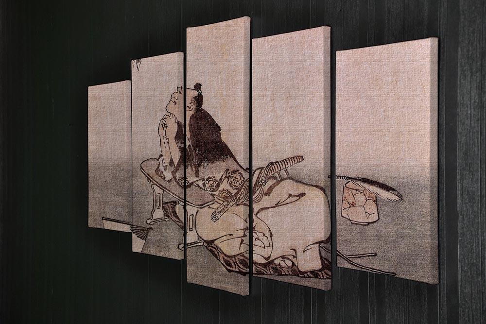 A Philospher looking at two butterflies by Hokusai 5 Split Panel Canvas - Canvas Art Rocks - 2