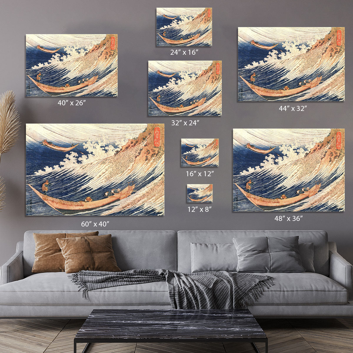 A Wild Sea at Choshi by Hokusai Canvas Print or Poster - Canvas Art Rocks - 7