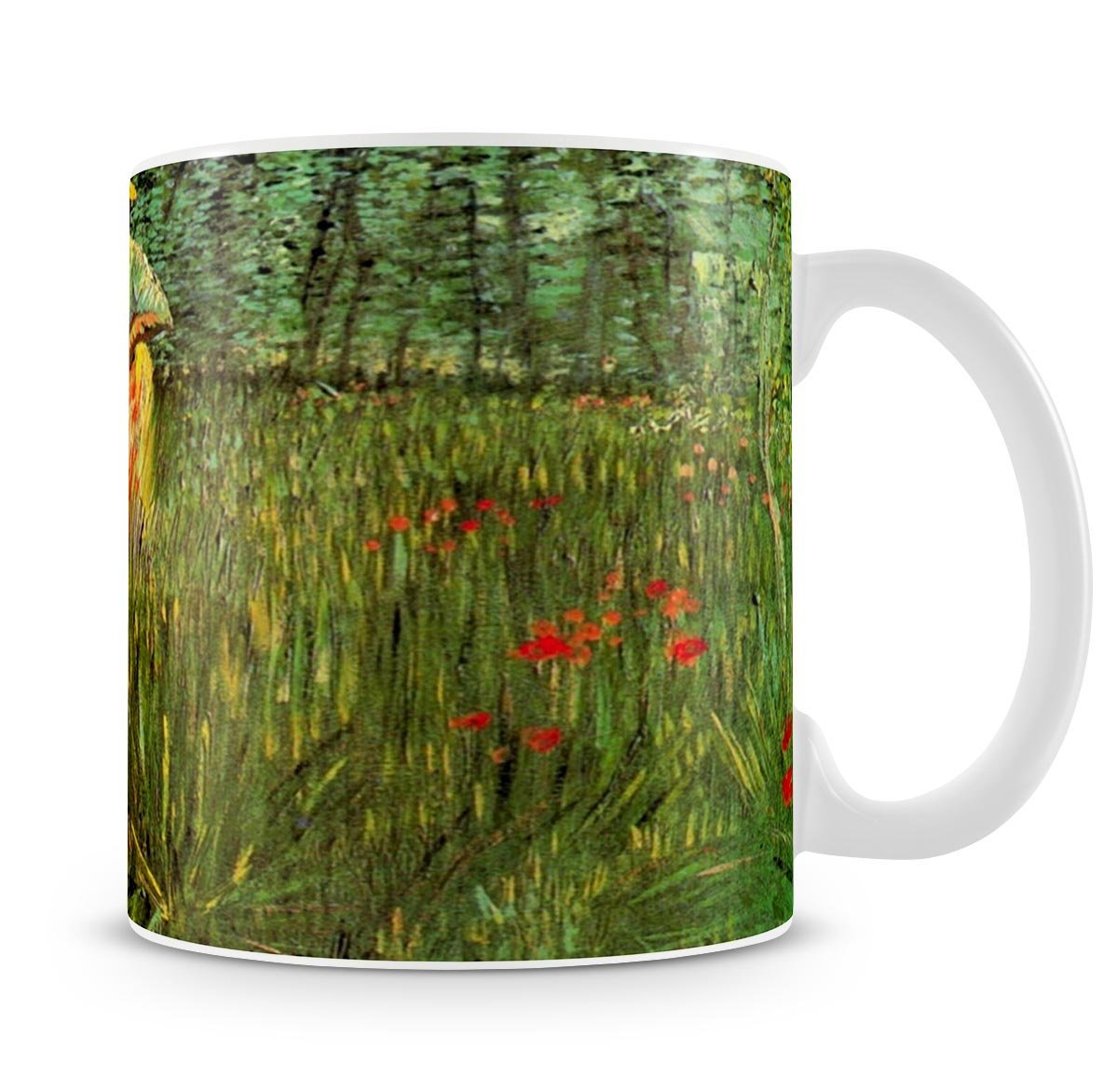 A Woman Walking in a Garden by Van Gogh Mug - Canvas Art Rocks - 4