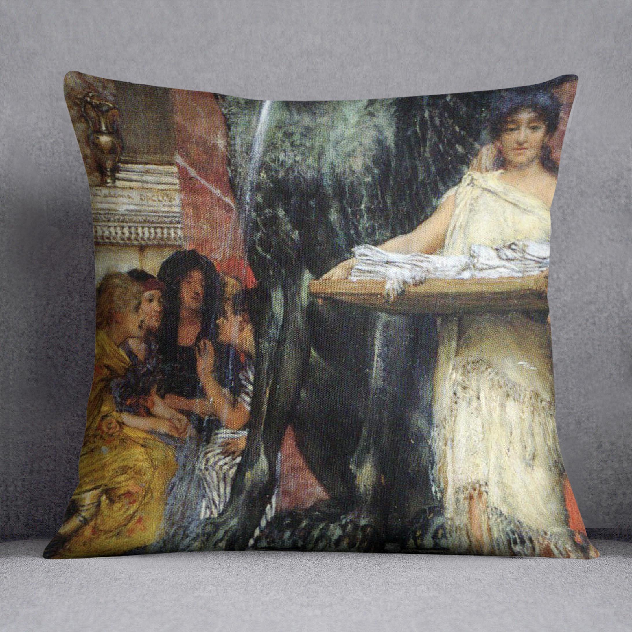 A bathroom An ancient tradition by Alma Tadema Cushion - Canvas Art Rocks - 1