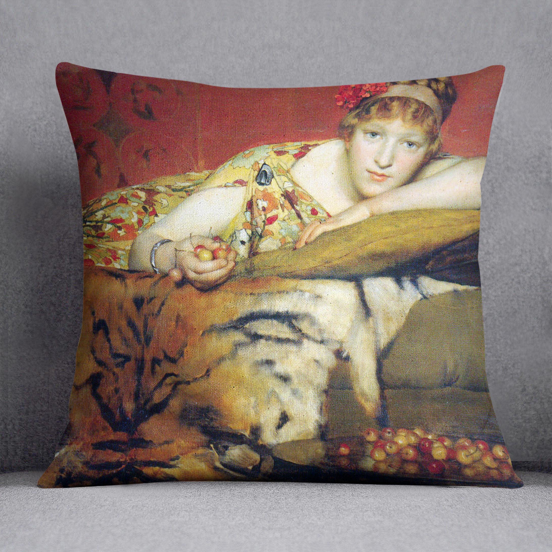 A craving for cherries by Alma Tadema Cushion - Canvas Art Rocks - 1