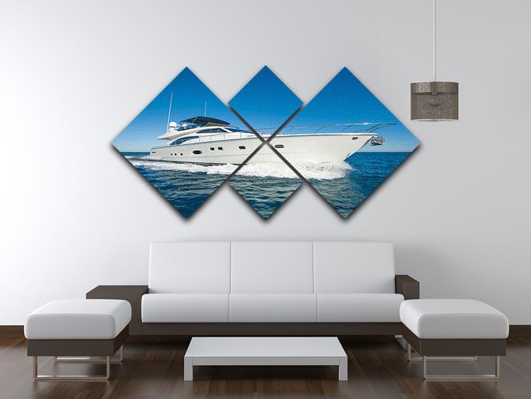 A luxury private motor yacht 4 Square Multi Panel Canvas - Canvas Art Rocks - 3