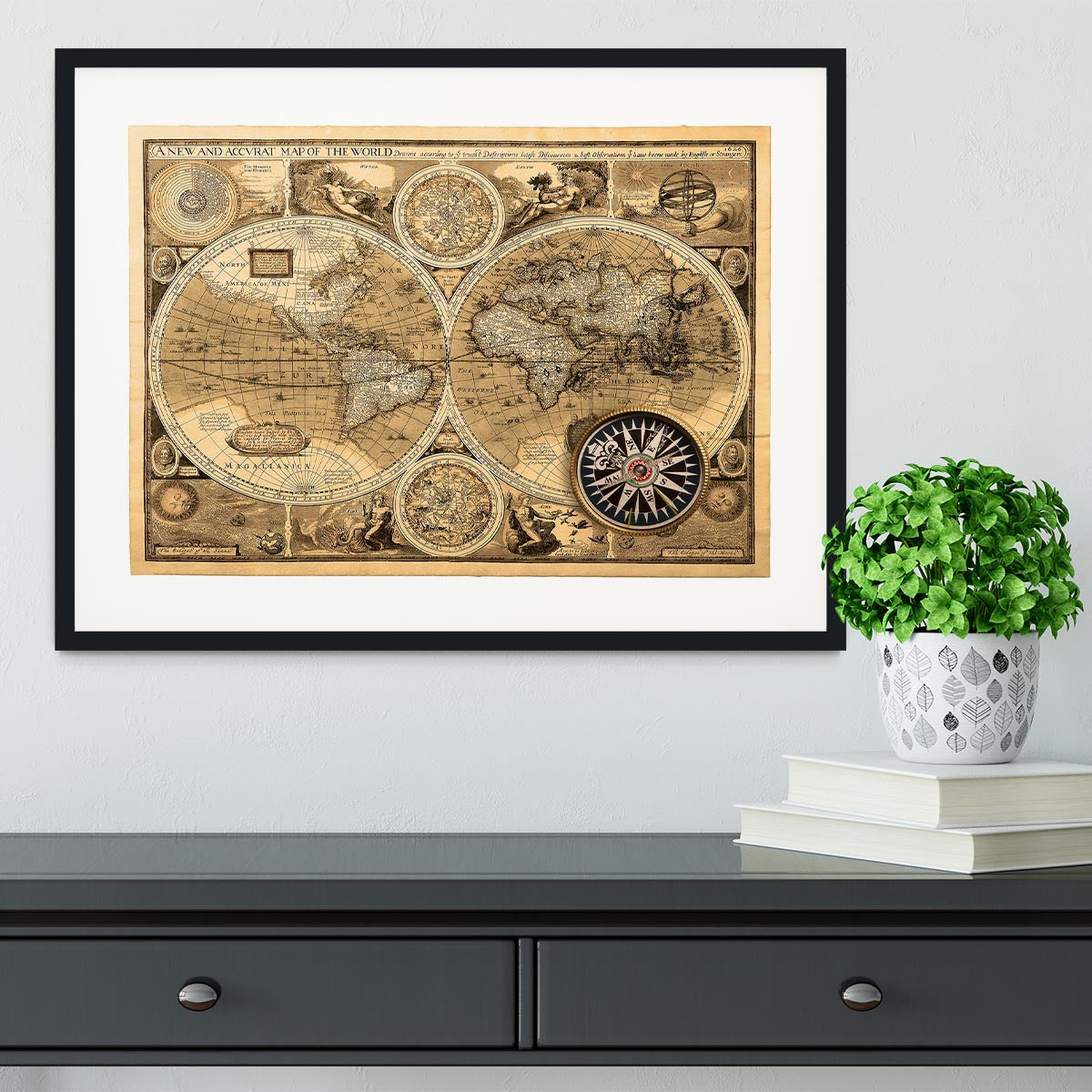 A new and accvrat map of the world Framed Print - Canvas Art Rocks - 1