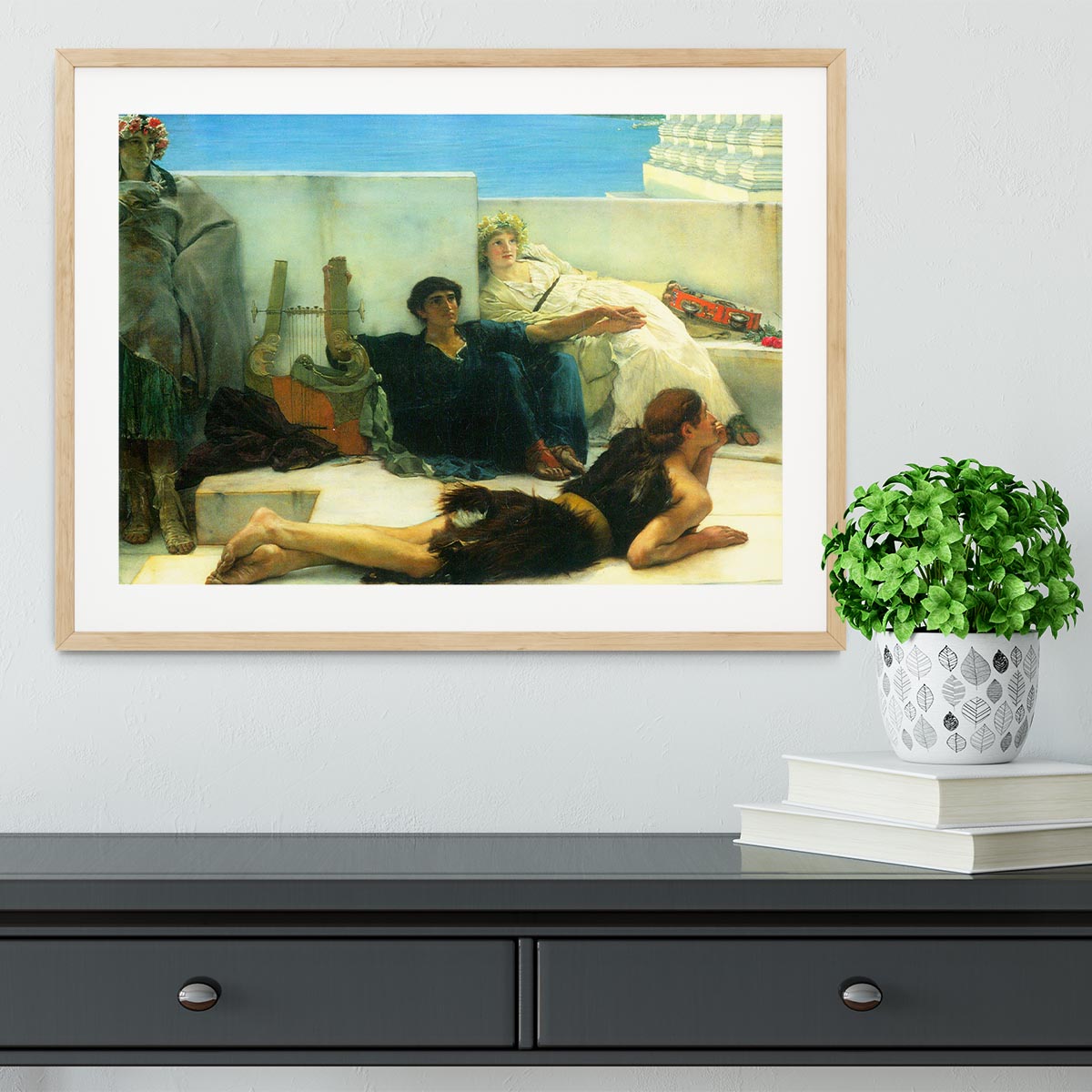 A reading of Homer detail 1 by Alma Tadema Framed Print - Canvas Art Rocks - 3