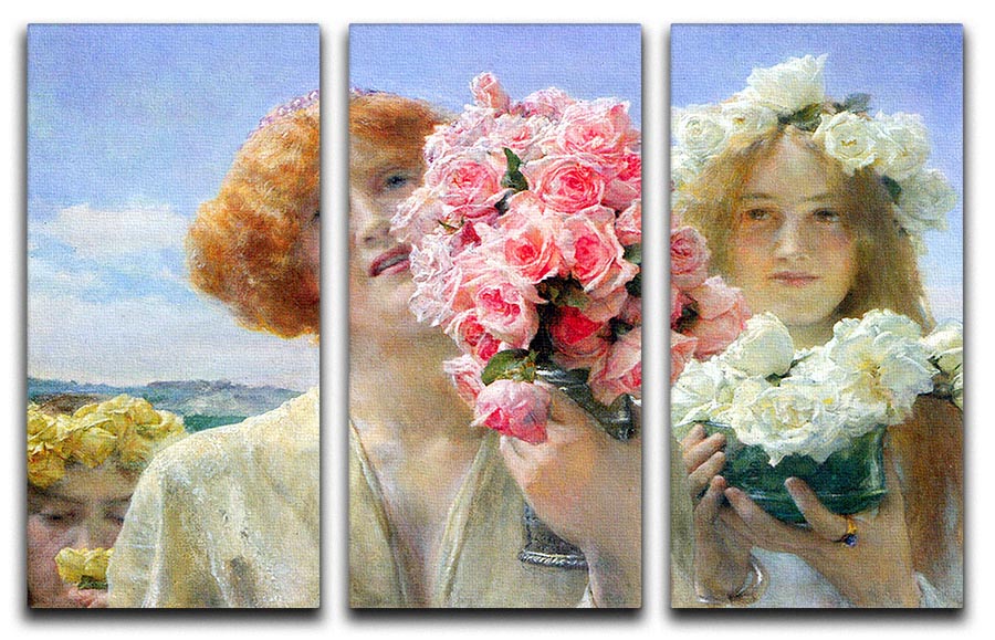 A summer offering by Alma Tadema 3 Split Panel Canvas Print - Canvas Art Rocks - 1