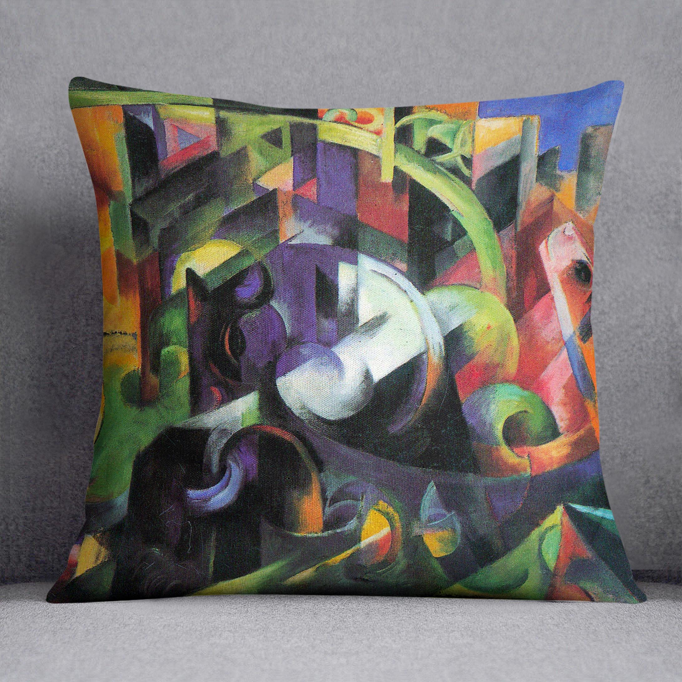 Abstract with cattle by Franz Marc Cushion
