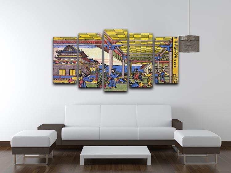 Advent of Urashima at the Dragon palace by Hokusai 5 Split Panel Canvas - Canvas Art Rocks - 3