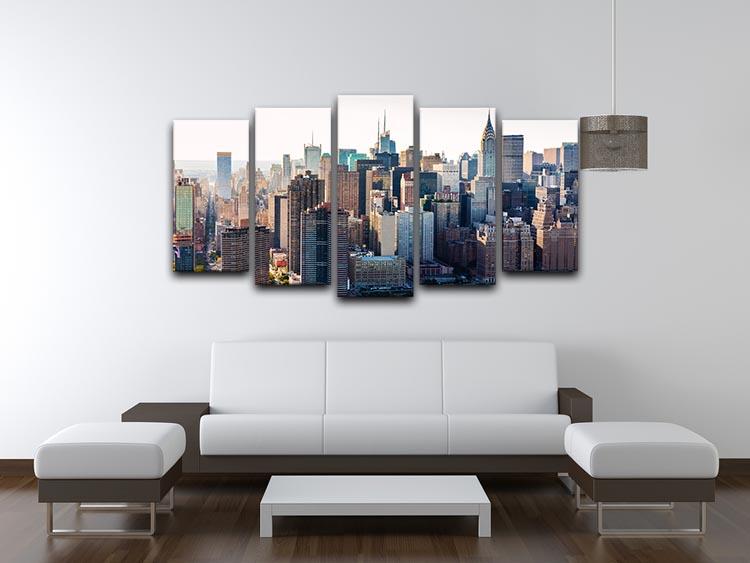 Aerial view of the New York City 5 Split Panel Canvas - Canvas Art Rocks - 3