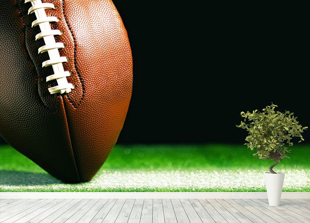 American football on green grass Wall Mural Wallpaper - Canvas Art Rocks - 4