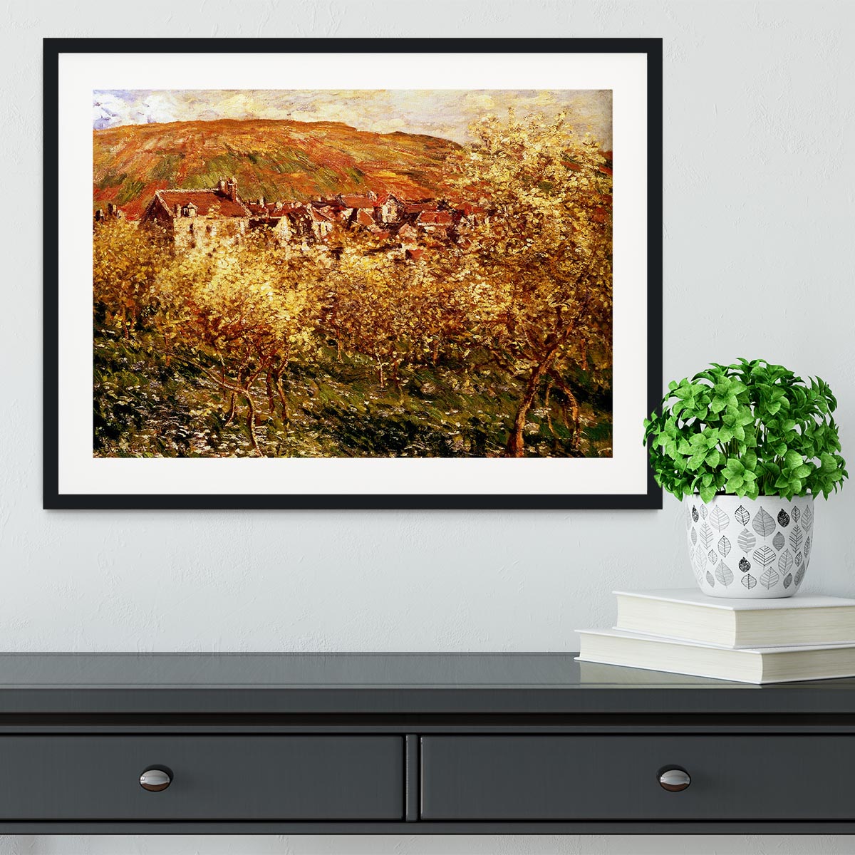 Apple Trees In Blossom by Monet Framed Print - Canvas Art Rocks - 1