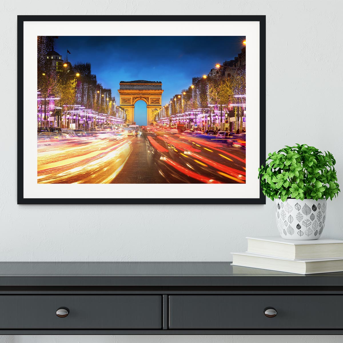 Arc de triomphe Paris city at sunset Framed Print - Canvas Art Rocks - 1
