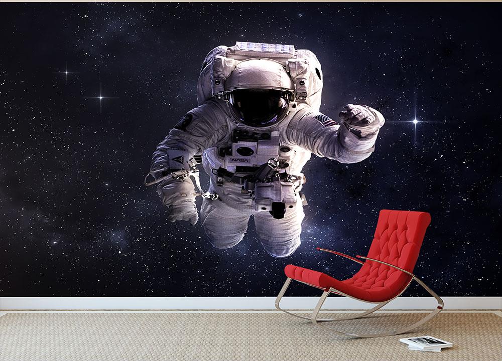 Astronaut in outer space with stars Wall Mural Wallpaper - Canvas Art Rocks - 2