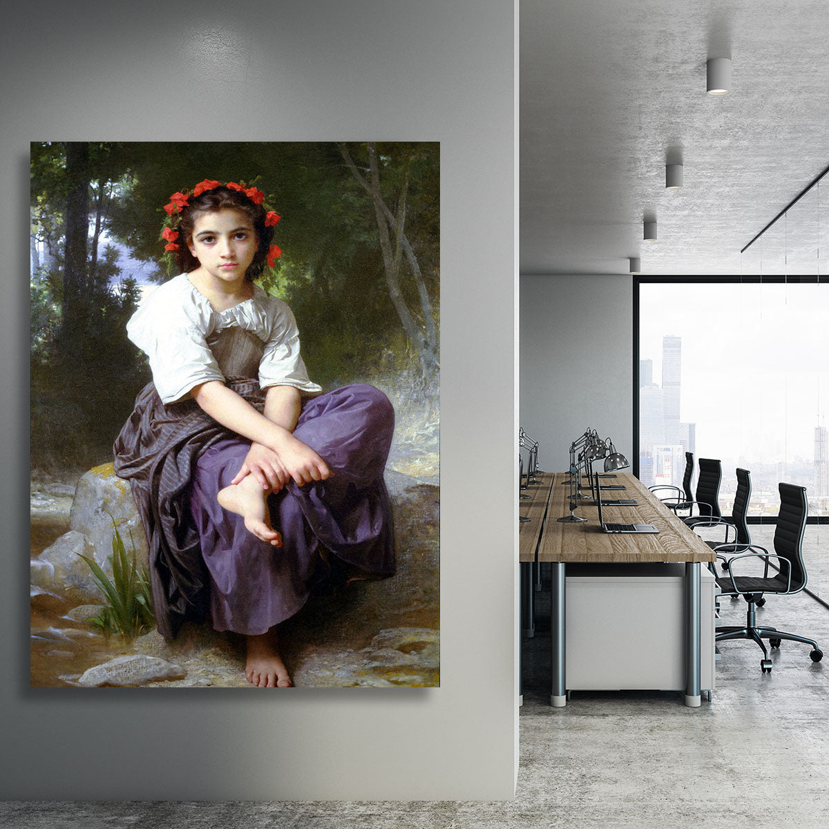 At the Edge of the Brook 2 By Bouguereau Canvas Print or Poster - Canvas Art Rocks - 3