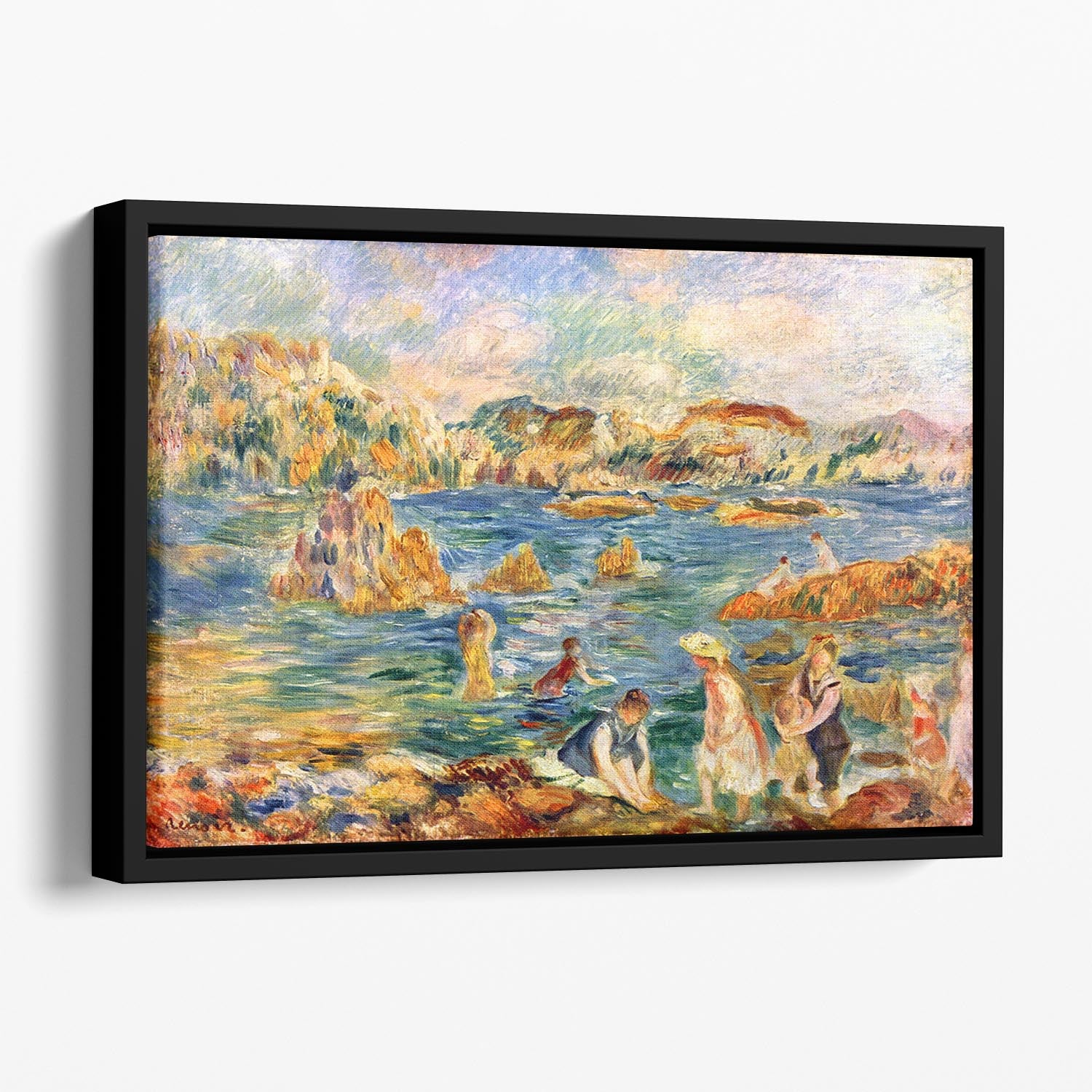 At the beach of Guernesey by Renoir Floating Framed Canvas