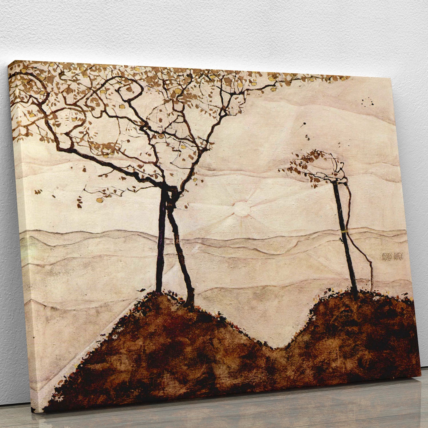 Autumn sun and trees by Egon Schiele Canvas Print or Poster - Canvas Art Rocks - 1