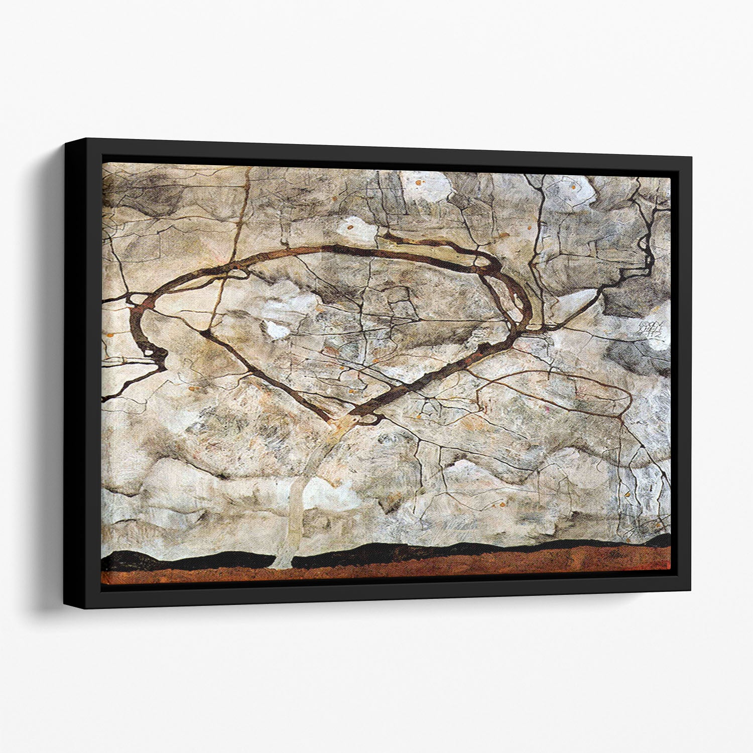Autumn tree in the wind Egon Schiele Floating Framed Canvas