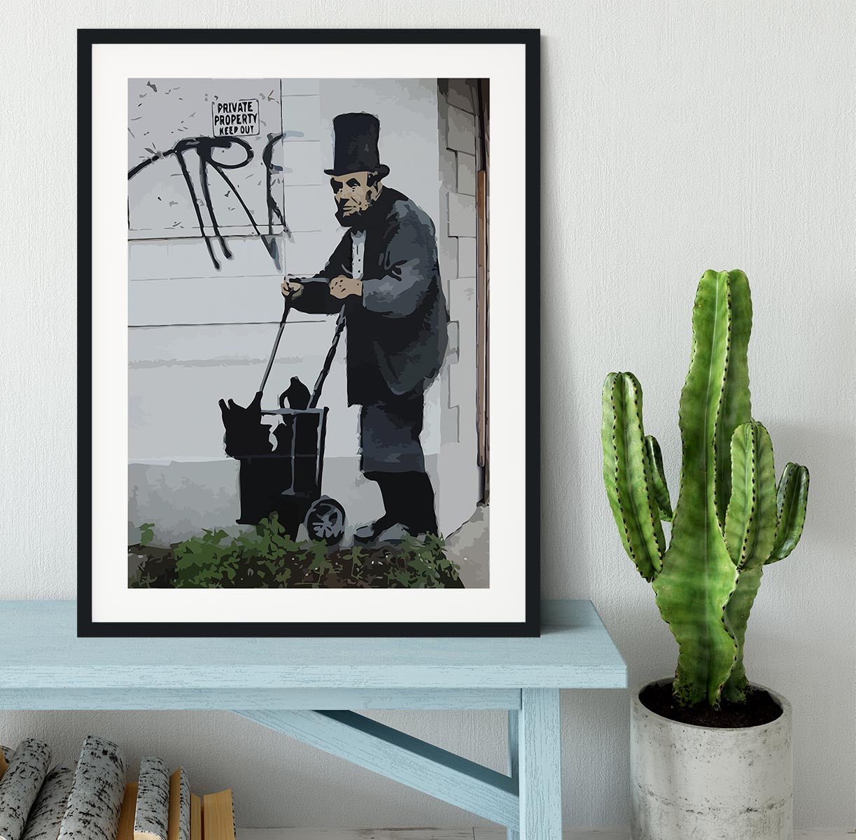 Banksy Abraham Lincoln Framed Print - Canvas Art Rocks - 1