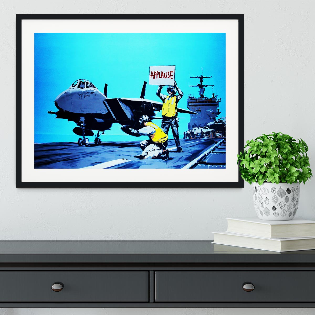 Banksy Aircraft Carrier Applause Framed Print - Canvas Art Rocks - 1