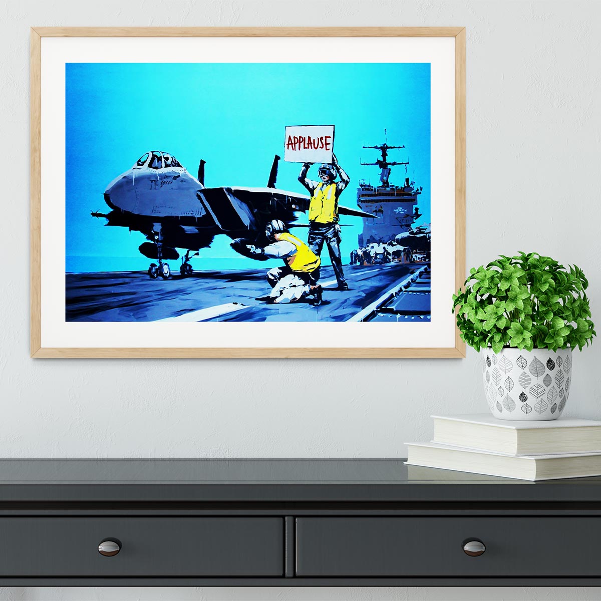 Banksy Aircraft Carrier Applause Framed Print - Canvas Art Rocks - 3