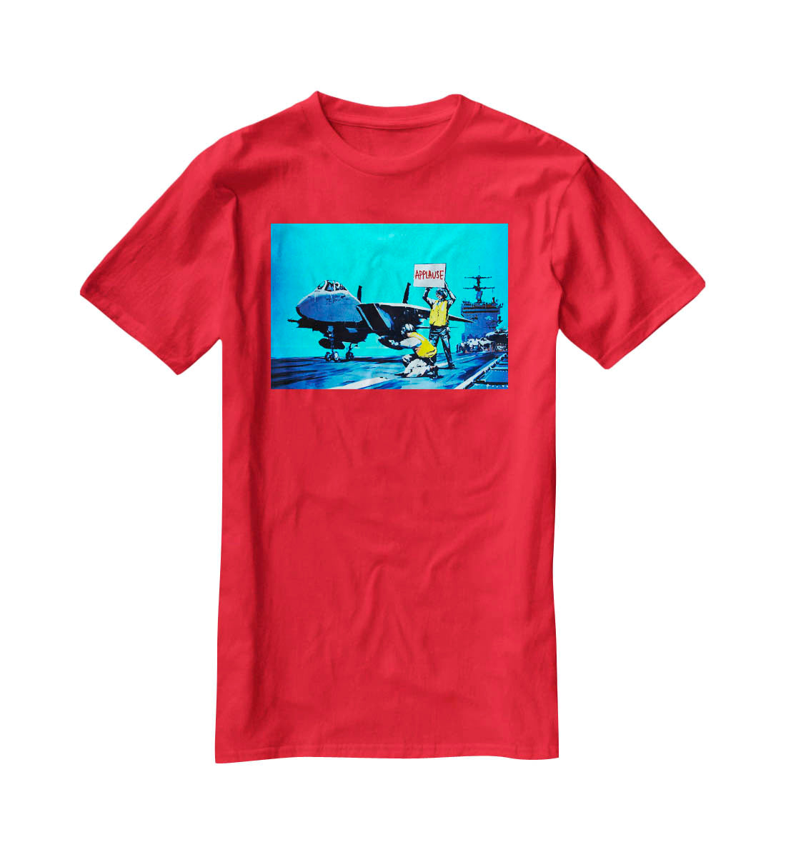 Banksy Aircraft Carrier Applause T-Shirt - Canvas Art Rocks - 4