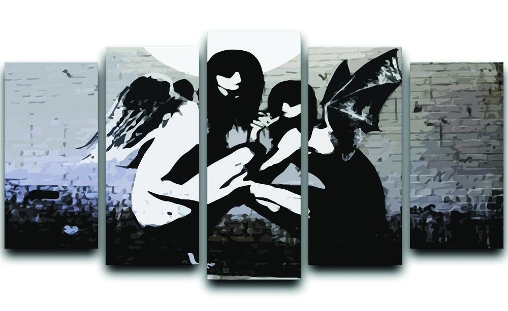 Banksy Angels In Moonlight 5 Split Panel Canvas - Canvas Art Rocks - 1