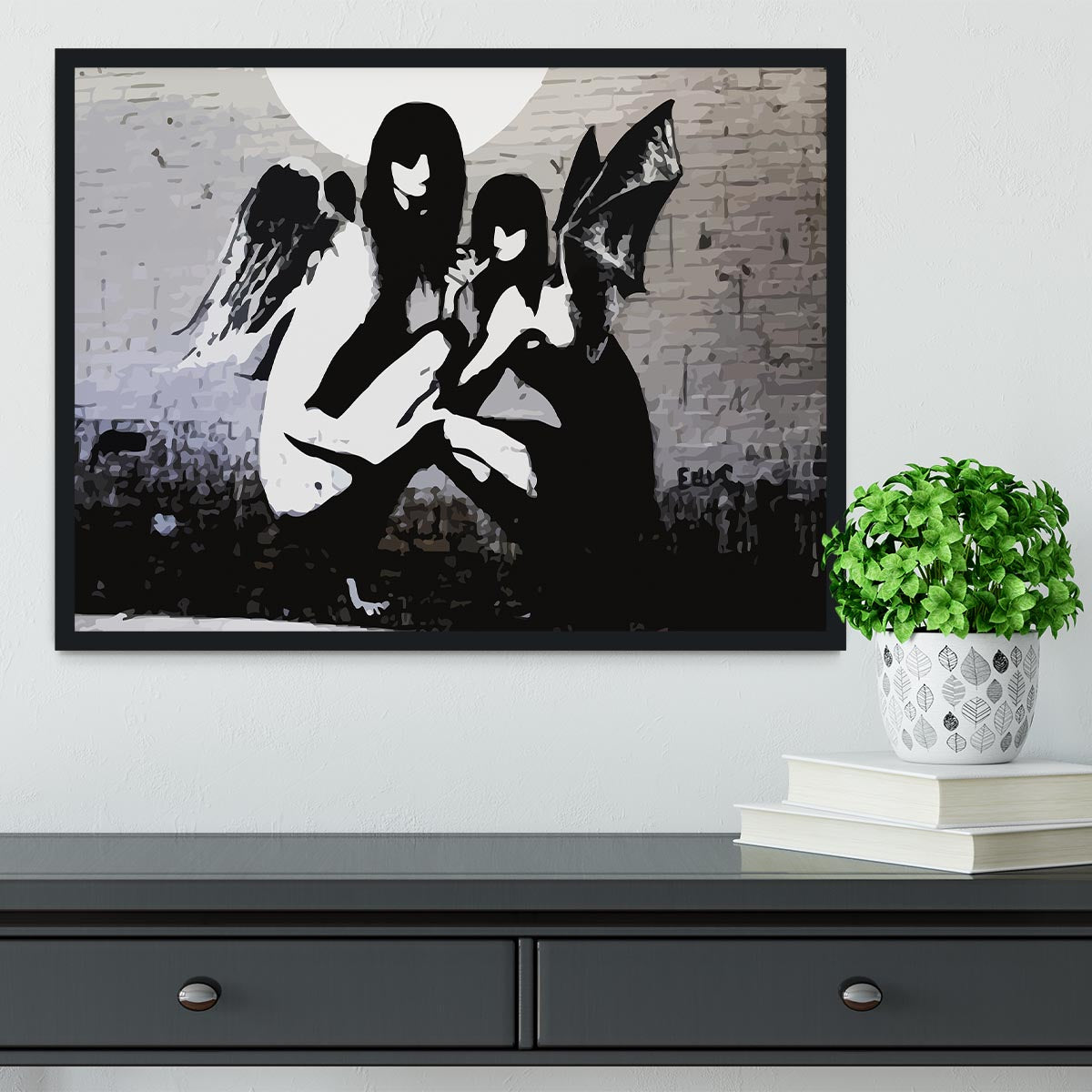 Banksy Angels In Moonlight Framed Print